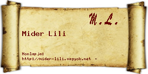 Mider Lili névjegykártya
